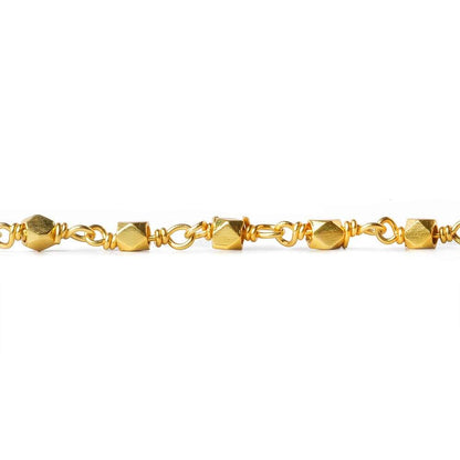 3mm Gold plated hand polished Faceted Nugget Chain by the foot 34 pcs