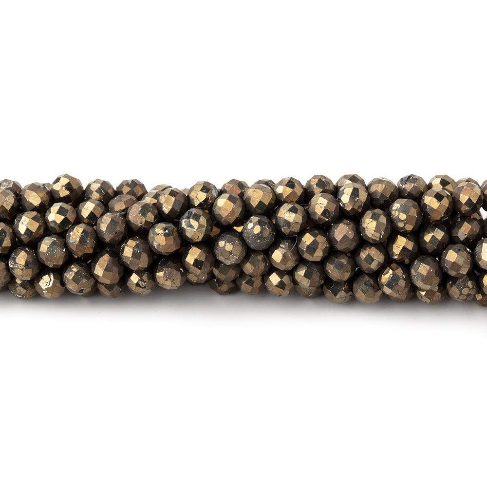 3mm Golden Pyrite micro faceted rounds 13 inch 105 pieces AAA