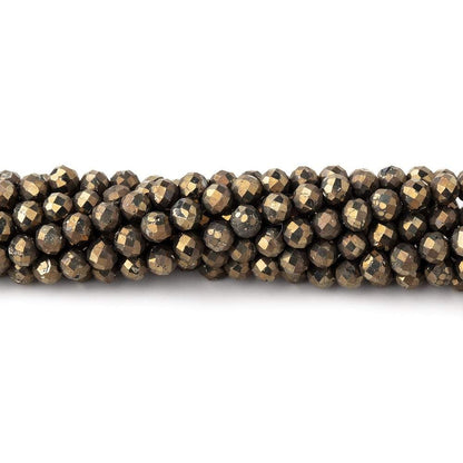 3mm Golden Pyrite micro faceted rounds 13 inch 105 pieces AAA