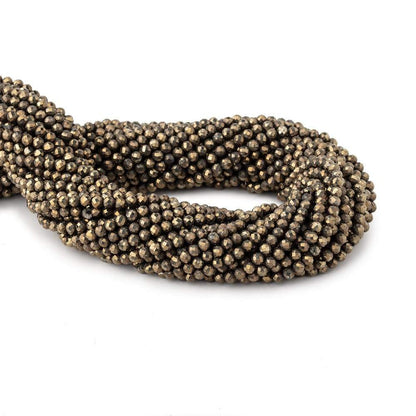 3mm Golden Pyrite micro faceted rounds 13 inch 105 pieces AAA