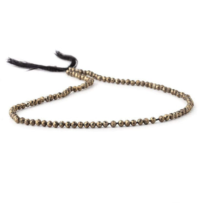 3mm Golden Pyrite micro faceted rounds 13 inch 105 pieces AAA