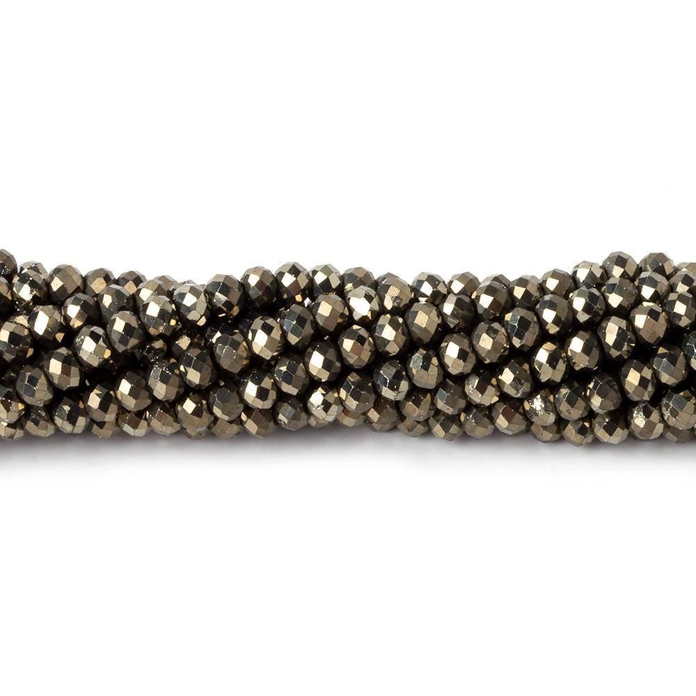 3mm Golden Pyrite microfaceted rondelle beads 13 inch 134 pieces