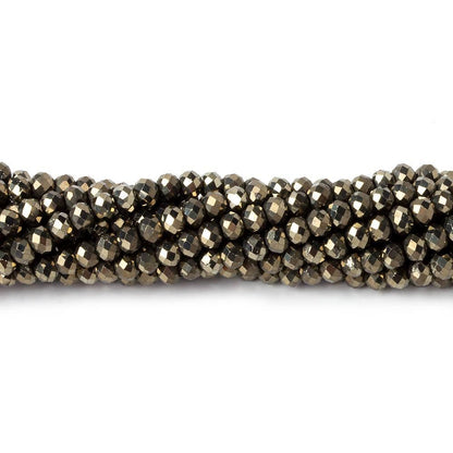 3mm Golden Pyrite microfaceted rondelle beads 13 inch 134 pieces