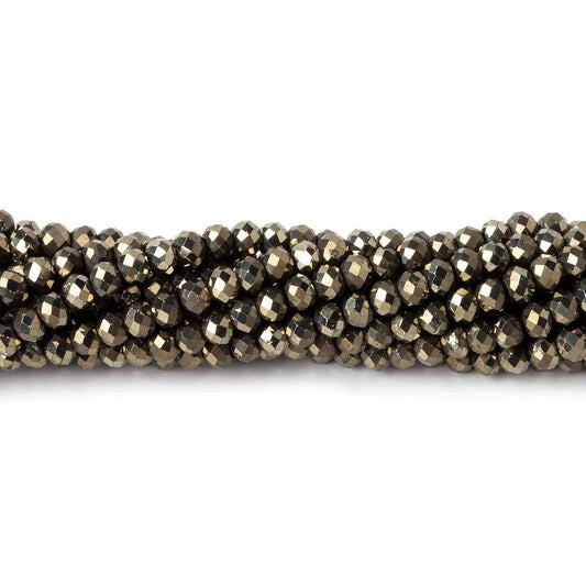 3mm Golden Pyrite microfaceted rondelle beads 13 inch 134 pieces