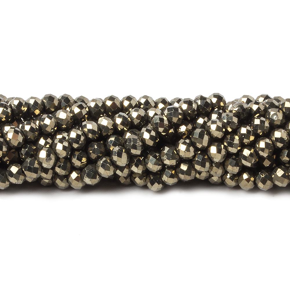 3mm Golden Pyrite microfaceted rondelle beads 14 inch 150 pieces