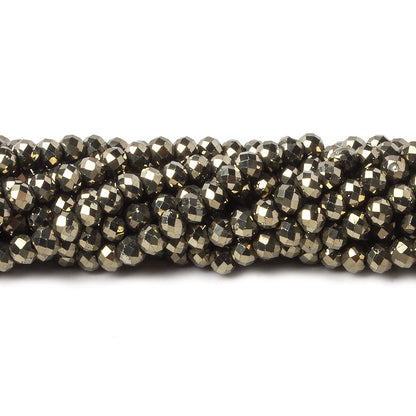 3mm Golden Pyrite microfaceted rondelle beads 14 inch 150 pieces