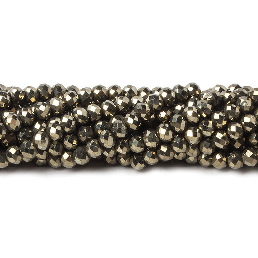 3mm Golden Pyrite microfaceted rondelle beads 14 inch 150 pieces