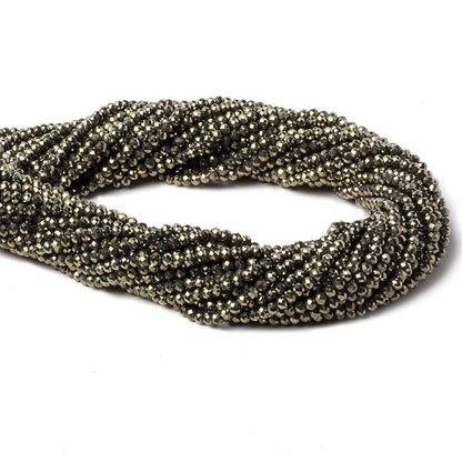 3mm Golden Pyrite microfaceted rondelle beads 14 inch 150 pieces