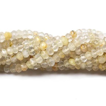 3mm Golden Rutilated Quartz Faceted Rondelle Beads 13.5 inch 132 pieces