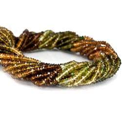 3mm Green & Brown Tourmaline Beads Faceted Rondelle