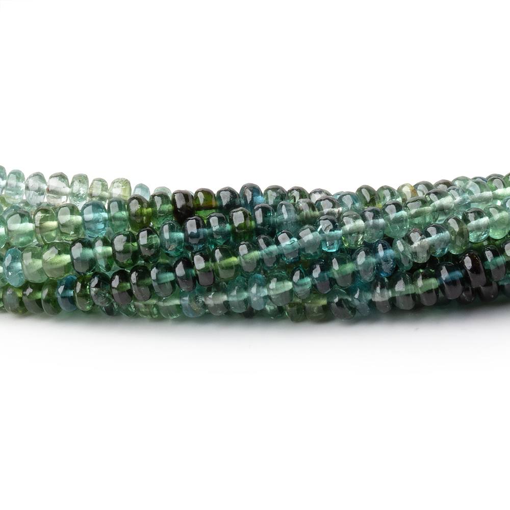 3mm Green & Indicolite Afghani Tourmaline Plain Rondelles 16 inch 215 Beads