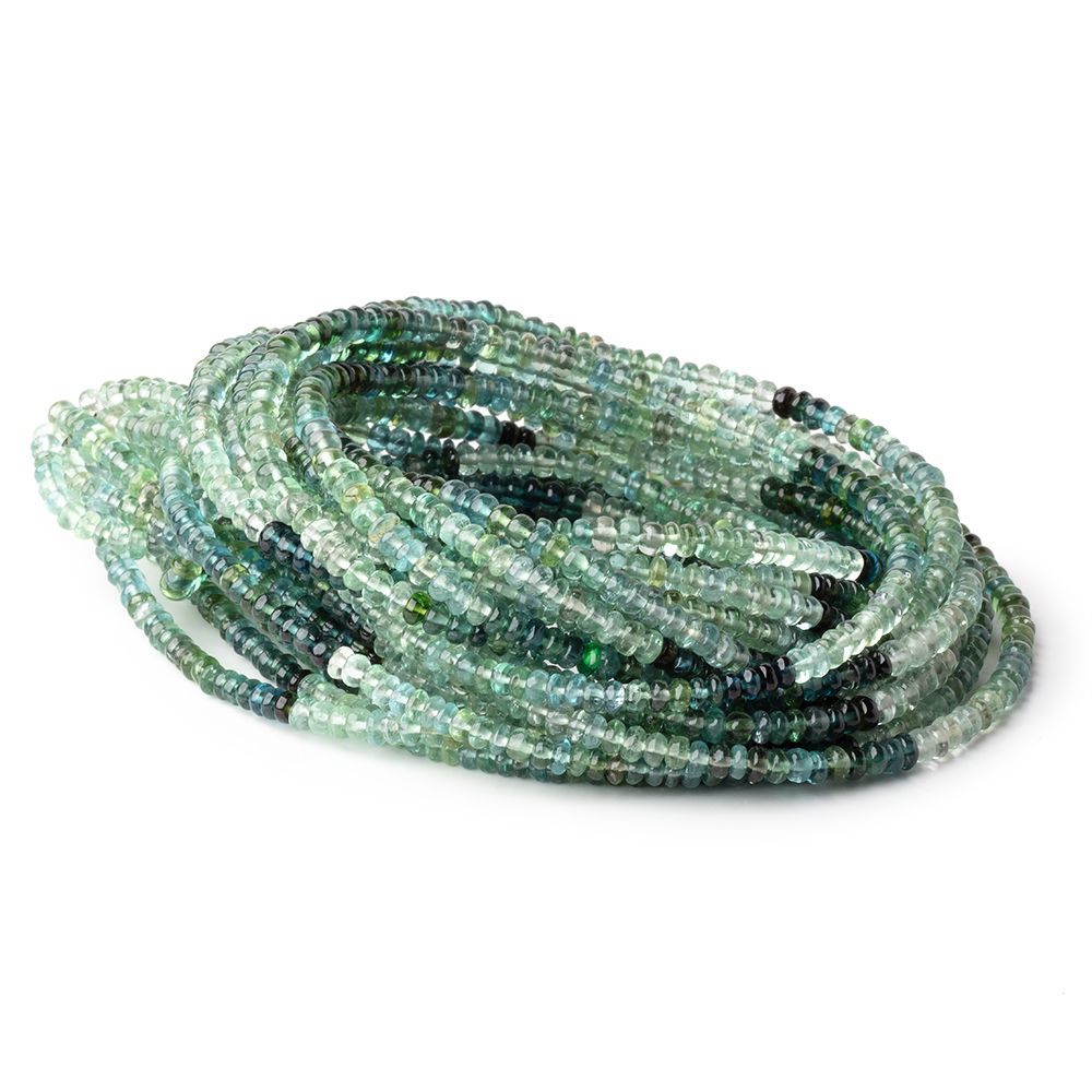 3mm Green & Indicolite Afghani Tourmaline Plain Rondelles 16 inch 215 Beads