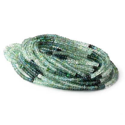 3mm Green & Indicolite Afghani Tourmaline Plain Rondelles 16 inch 215 Beads