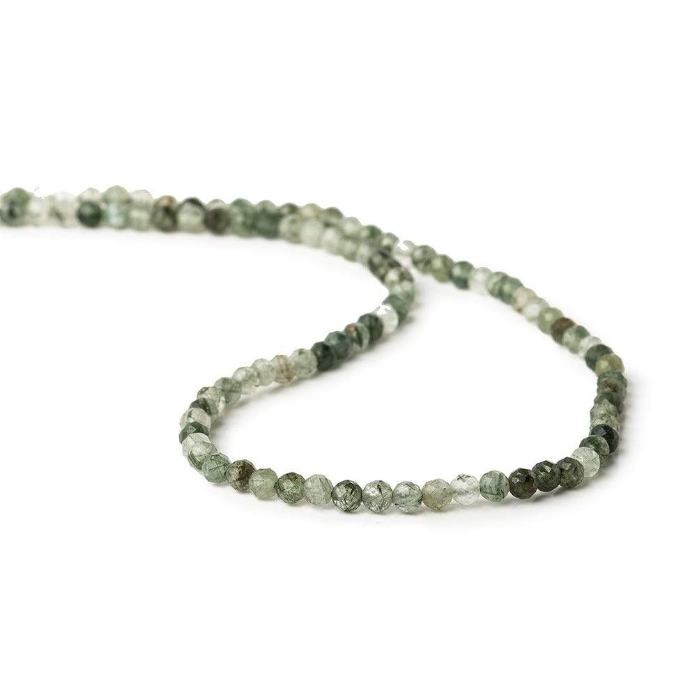 3mm Green Tourmalinated Quartz microfaceted round beads 13 inch 110 pieces