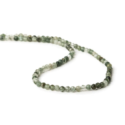 3mm Green Tourmalinated Quartz microfaceted round beads 13 inch 110 pieces