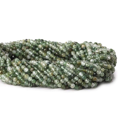 3mm Green Tourmalinated Quartz microfaceted round beads 13 inch 110 pieces