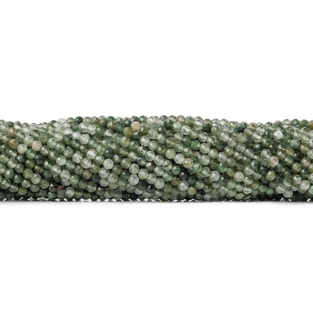 3mm Green Tourmalinated Quartz microfaceted round beads 13 inch 110 pieces