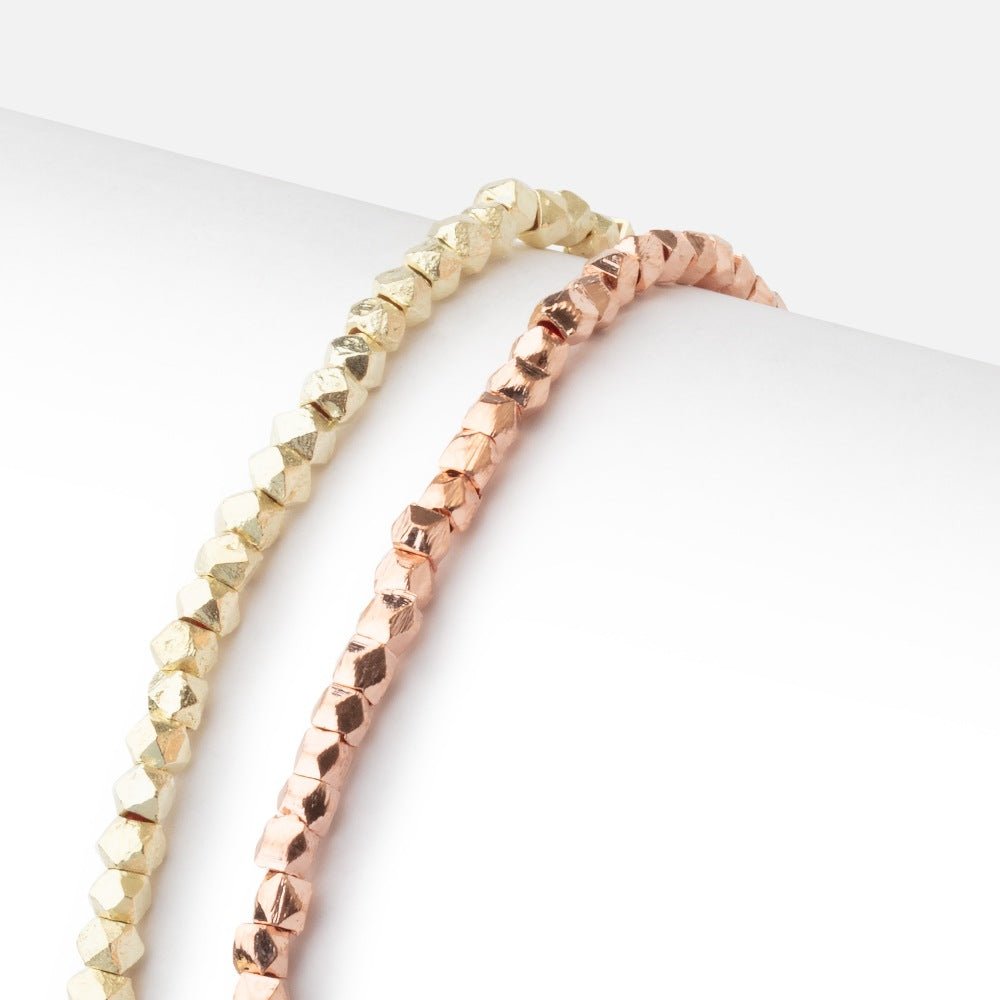 3mm Hand Cut Faceted Nugget Beads 8 inch 70 pieces