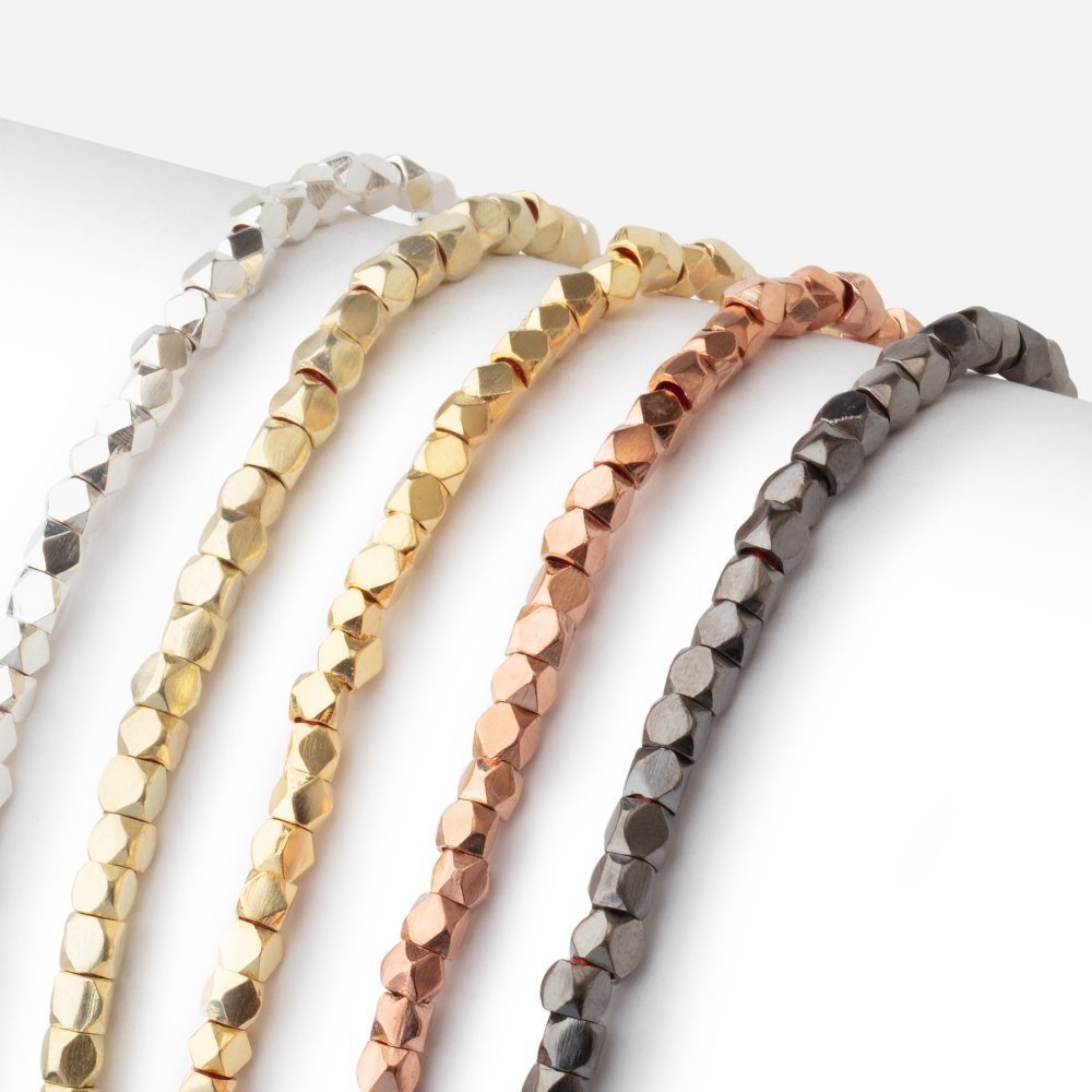 3mm Hand Polished Faceted Nugget Beads 8 inch 72 pieces