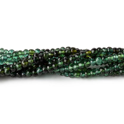3mm Indicolite Blue & Chrome Green Tourmaline faceted rondelles 18 inch 210 pieces AA