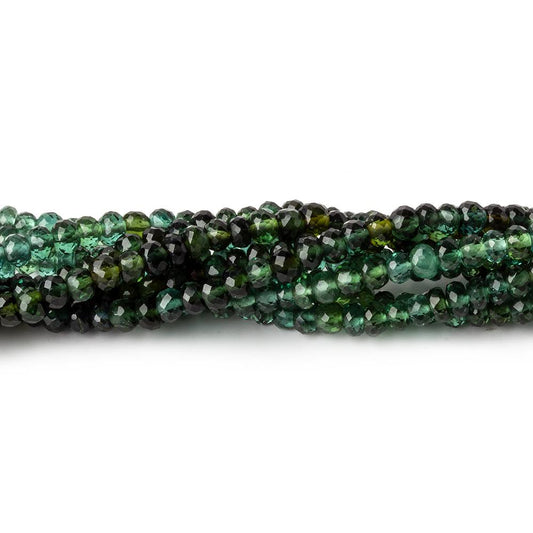 3mm Indicolite Blue & Chrome Green Tourmaline faceted rondelles 18 inch 210 pieces AA