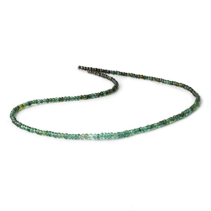 3mm Indicolite Blue & Chrome Green Tourmaline faceted rondelles 18 inch 210 pieces AA