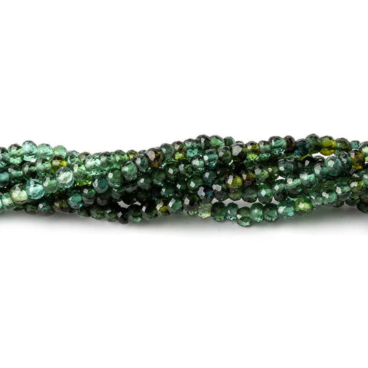 3mm Indicolite Blue & Chrome Green Tourmaline faceted rondelles 18 inch 235 pieces AA