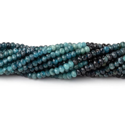 3mm Indicolite Tourmaline Micro Faceted Rondelle Beads 12.25 inch 150 pieces