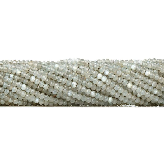 3mm Light Mink Grey Moonstone microfaceted rondelle beads 13 inch 135 pieces