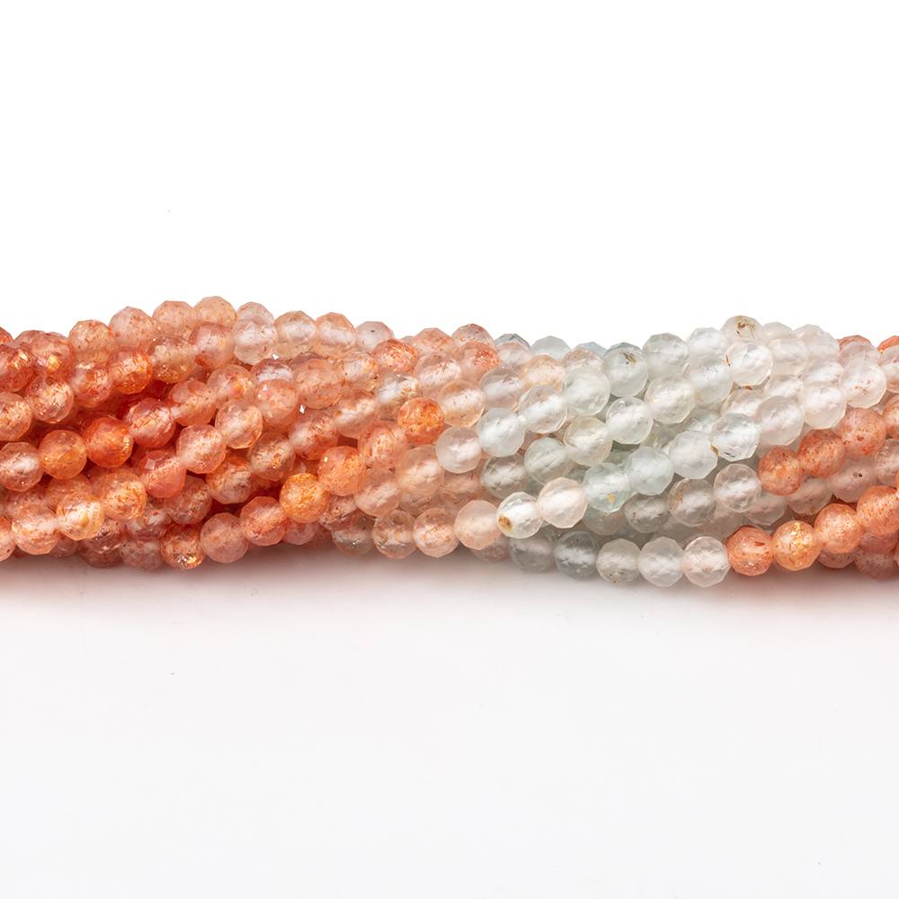 3mm Madagascar Sunstone Micro Faceted Round Beads 12.5 inch 110 pieces