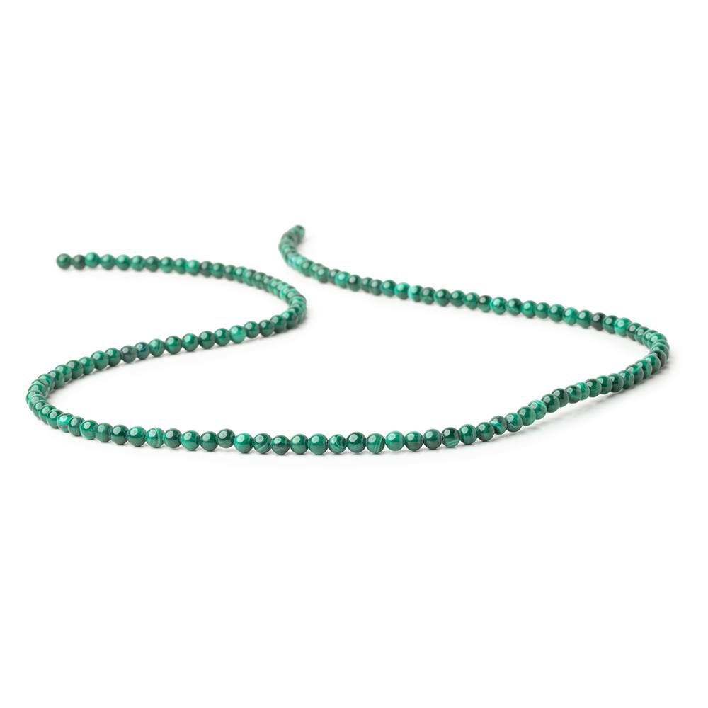 3mm Malachite Plain Round Beads 15.75 inch 130 pieces