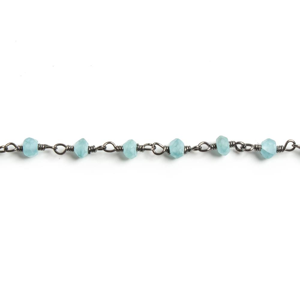 3mm Matte Apatite faceted rondelle Black Gold Chain by the foot 36 pieces