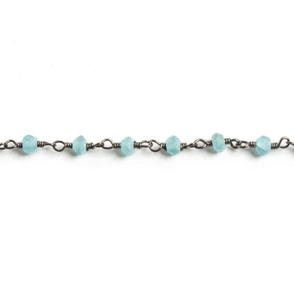 3mm Matte Apatite faceted rondelle Black Gold Chain by the foot 36 pieces