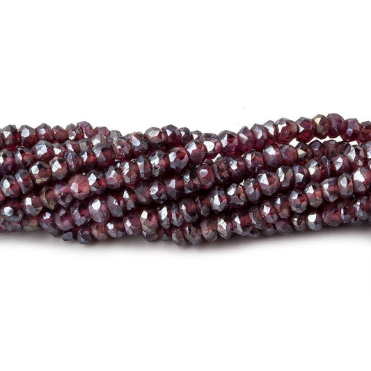 3mm Metallic Rhodolite Garnet Faceted Rondelle Beads 13 inch 174 pieces