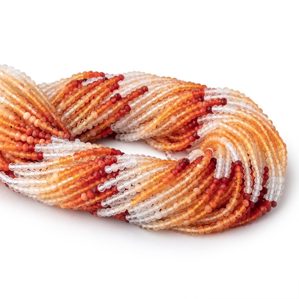 3mm Mexican Fire Opal Micro Faceted Rondelle Beads 12.5 inch 136 pieces