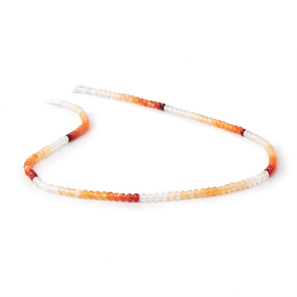 3mm Mexican Fire Opal Micro Faceted Rondelle Beads 12.5 inch 136 pieces