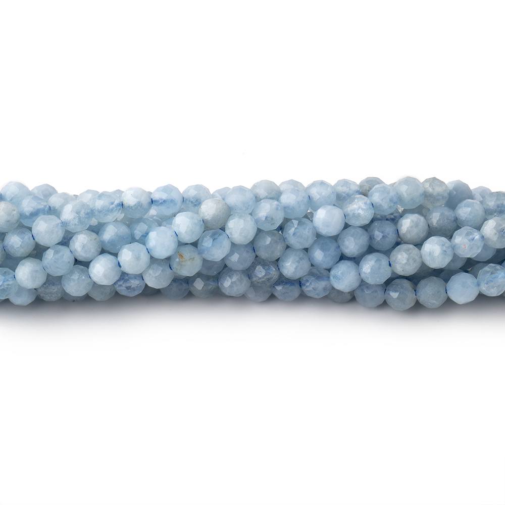 3mm Milky Aquamarine Micro Faceted Round Beads 12.25 inch 94 pieces