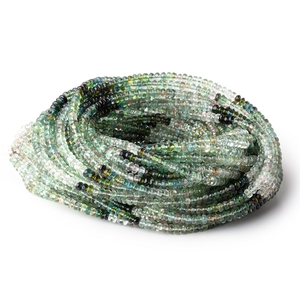 3mm Multi Color Afghani Tourmaline Plain Rondelles 16 inch 215 Beads