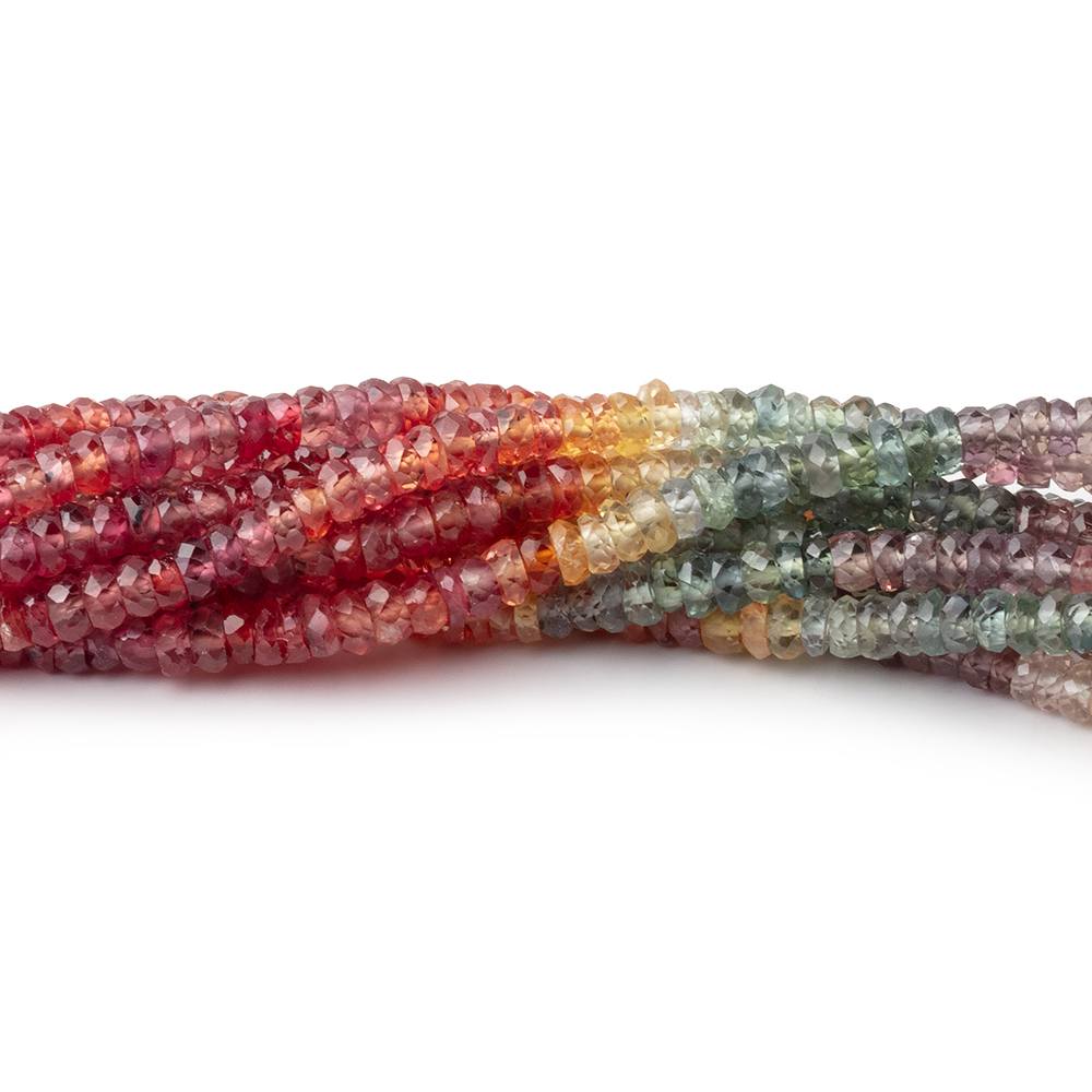 3mm Multi Color Sapphire Faceted Rondelle 18 inch 300 Beads AA