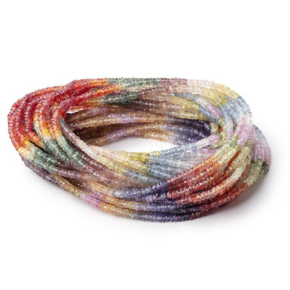 3mm Multi Color Sapphire Faceted Rondelle 18 inch 300 Beads AA