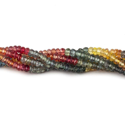 3mm Multi Color Sapphire Faceted Rondelle Beads 18 inch 250 pieces