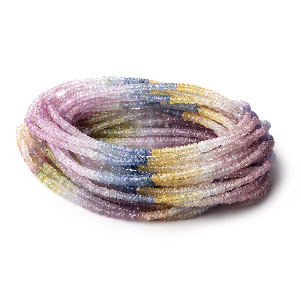 3mm Multi Color Sapphire Faceted Rondelles 18 inch 314 Beads