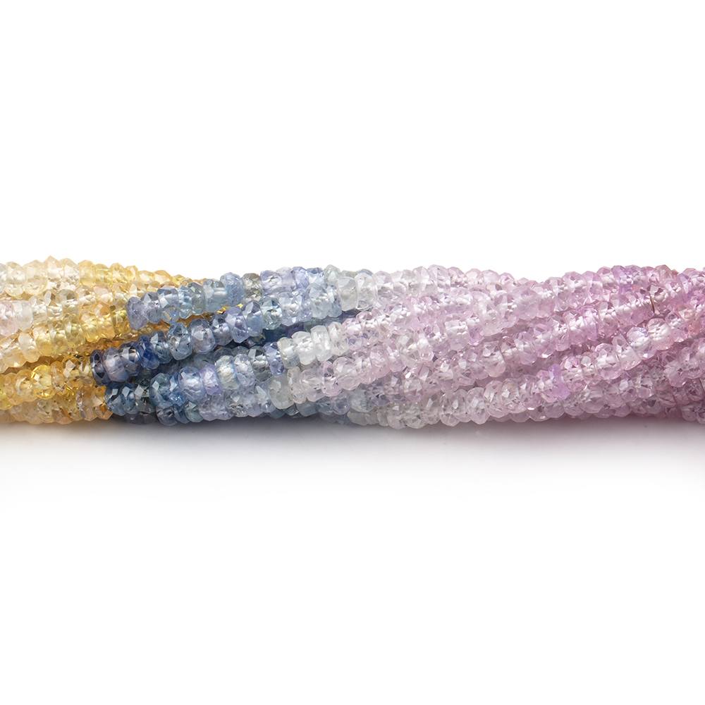 3mm Multi Color Sapphire Faceted Rondelles 18 inch 314 Beads