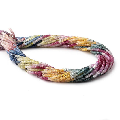 3mm Multi Color Sapphire & Ruby Faceted Heishi Beads 18 inch 245 pieces