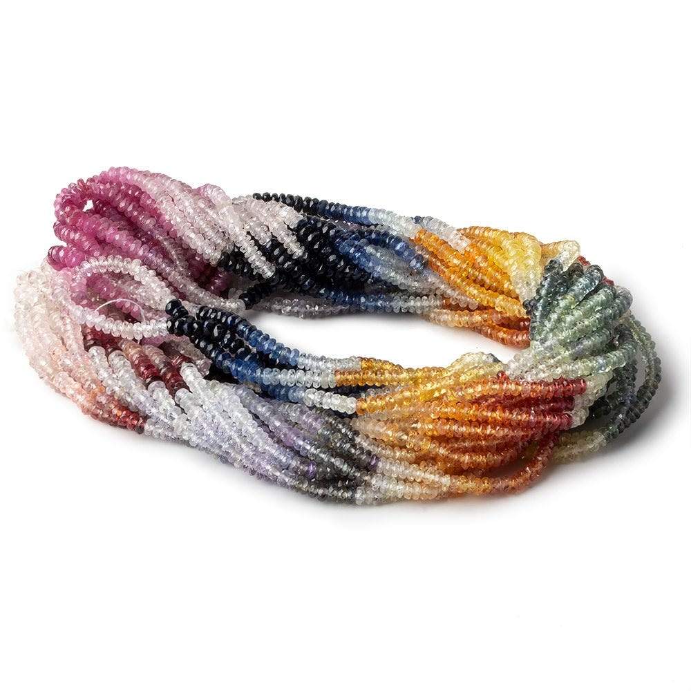 3mm Multi Color Fancy Sapphire faceted rondelles 18 inch 320 beads A
