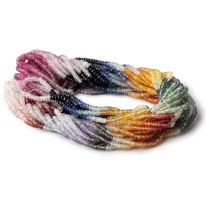 3mm Multi Color Fancy Sapphire faceted rondelles 18 inch 320 beads A