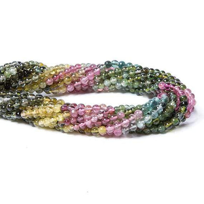 3mm Multi Color Tourmaline Beads Plain Round 14.5 inch 115 pcs