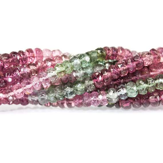 3mm Multi Color Tourmaline faceted rondelle Beads 14 inch 168 pieces