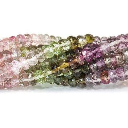 3mm Multi Color Tourmaline faceted rondelle Beads 14 inch 168 pieces