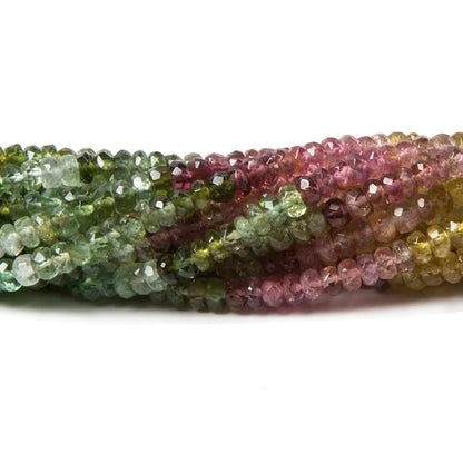 3mm Multi Color Tourmaline faceted rondelle beads 16 inch 216 pieces